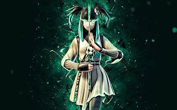 Hagiri Charlotte, , turquoise neon lights, Fortnite Battle Royale, Fortnite characters, Hagiri Charlotte Skin, Fortnite, Hagiri Charlotte Fortnite HD wallpaper