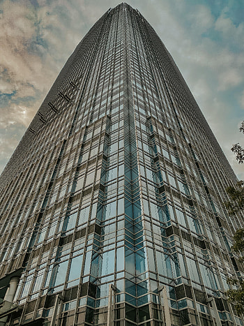 Building, Miscellanea, Miscellaneous, Glass, Facade, Bottom View HD phone wallpaper