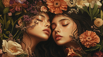 Sisterhood in Bloom: A Stunning Ultra, woman, Sisterhood, portrait, flower, cute HD wallpaper