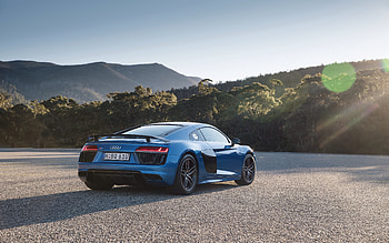 Audi R8, blue sports sedan, rear HD wallpaper