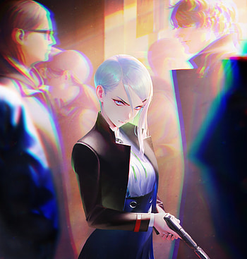 White hair anime girl, original, killer HD phone wallpaper