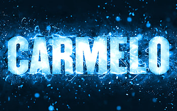 Happy Birtay Carmelo, , blue neon lights, Carmelo name, creative, Carmelo Happy Birtay, Carmelo Birtay, popular american male names, with Carmelo name, Carmelo HD wallpaper