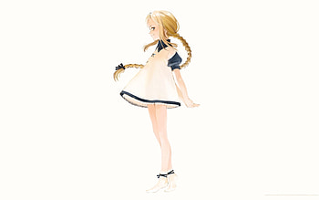 Anime, Hand, Smile, Girl, Blonde, Trick, Dress, Pose, Cunning, Scythe, Xhosa HD wallpaper