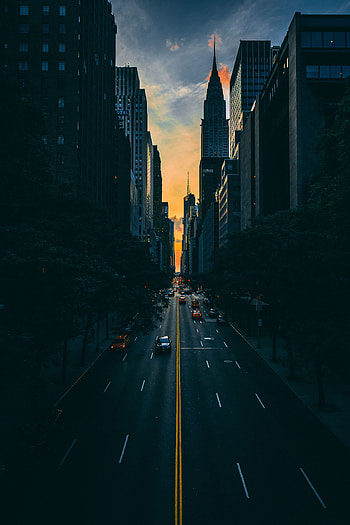 Cities, Road, Movement, Traffic, Skyscrapers, New York, Manhattan HD phone wallpaper