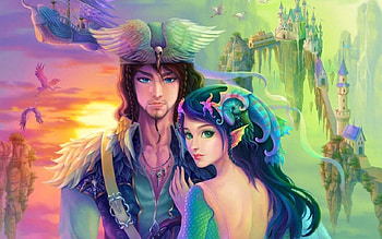 Wonderland, Ship, Mermaid, Castle, Pirate, Fantasy HD wallpaper