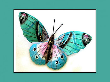 Butterfly_D, abstract, hand painted, butterfly, 3d, turquoise, metal, ornament, aqua HD wallpaper