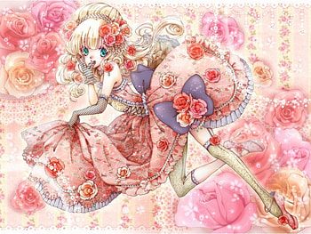Roses, cute, floral, long hair, dress, nice, rose, lady, petals, flower, maiden, female, blossom, sexy, sweet, hot, girl, kawaii, anime girl, pink, anime, pretty, gown, lovely HD wallpaper