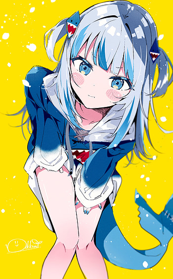 Gawr Gura, art, cartoon HD phone wallpaper