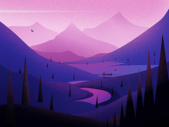 River, lake, mountains, minimal, digital art HD wallpaper