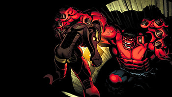 Hulk, Red hulk, Marvel Comics, Illustration, Iron Man HD wallpaper