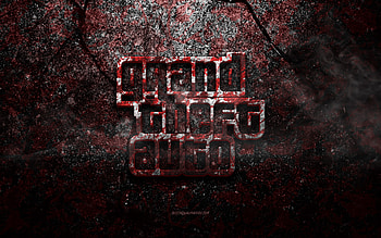 GTA logo, grunge art, GTA stone logo, red stone texture, GTA, grunge stone texture, GTA emblem, GTA 3d logo HD wallpaper