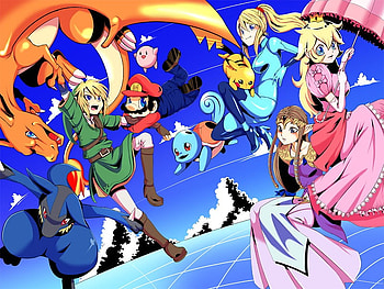 heros, videogame, peach, nintendo, samus, zelda, kirby, link, pokemon HD wallpaper