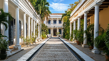 Colonial Elegance: A Ultra, courtyard HD wallpaper