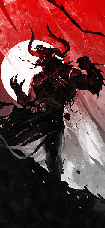 black, beast, white, red, fantasy, dark, red and black, Dark Fantasy HD phone wallpaper
