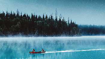 Boat Lake Silent Evening , boat, lake, artist, artwork, digital-art, behance HD wallpaper