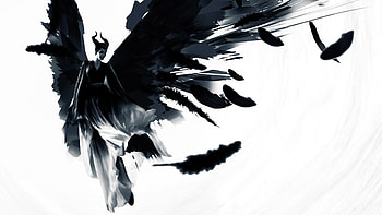 Maleficent Mistress Of Evil , maleficent, maleficent-mistress-of-evil, 2019-movies, movies, monochrome, black-and-white, poster, wings HD wallpaper