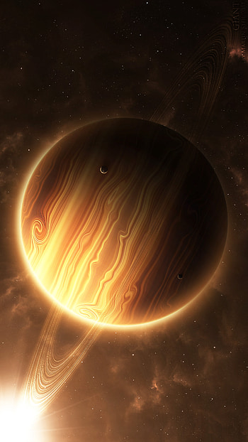Universe, Shining, Rings, Brown, Planet HD phone wallpaper