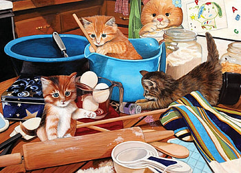 Kitchen fun, funny, cat, kitten, art, kitchen, cute HD wallpaper