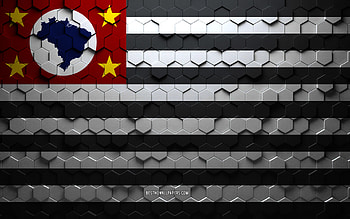 Flag of Sao Paulo, honeycomb art, Sao Paulo hexagons flag, Sao Paulo, 3d hexagons art, Sao Paulo flag HD wallpaper