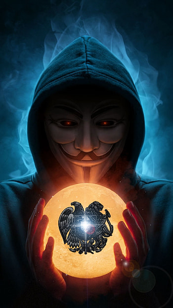 Anonymous, moon, fantasy, blue, armenia, coat-of-arms, mask HD phone wallpaper