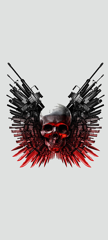 Guns and Skull, gun, symbol, art, , design, drawing, pattern HD phone wallpaper
