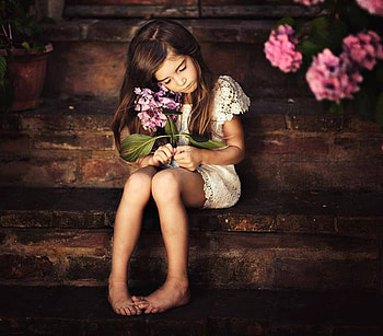 *, graphy, cute, flowers, girl, little HD wallpaper