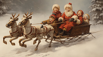 Holiday Cheer with Santa's Sleigh and Reindeer | Festive, reindeer, sleigh, holiday, Christmas, Santa HD wallpaper