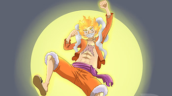 Gear 5 Monkey D. Luffy Yellow Circle Background One Piece HD wallpaper