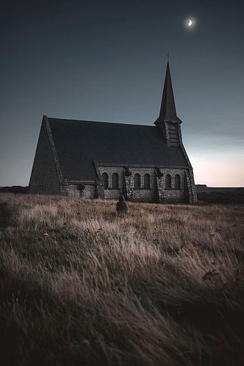 Silhouette, Nature, Field, Loneliness, Temple, Melancholy HD phone wallpaper