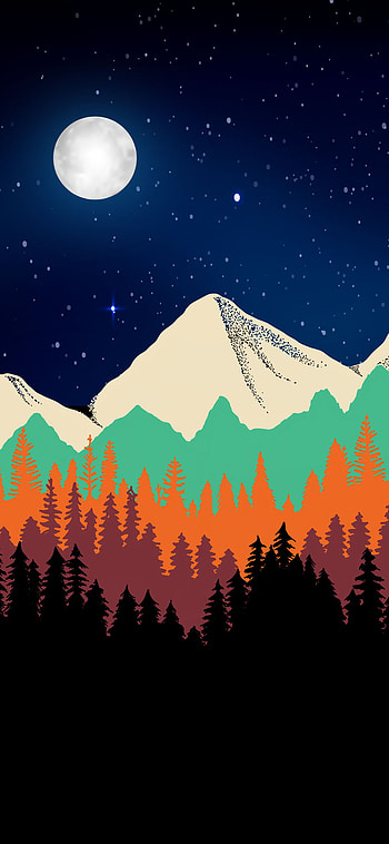 Mountain and Moon, atmosphere, sky, space HD phone wallpaper