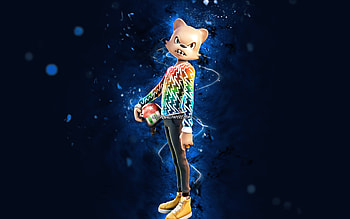 Janky, , blue neon lights, Fortnite Battle Royale, Fortnite characters, Janky Skin, Fortnite, Janky Fortnite HD wallpaper