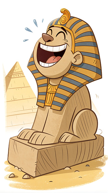 Cheerful Sphinx: A Fun , cartoon, Egypt, humor, pyramid HD phone wallpaper