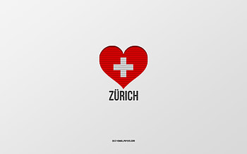 I Love Zurich, Swiss cities, Day of Zurich, gray background, Zurich, Switzerland, Swiss flag heart, favorite cities, Love Zurich HD wallpaper