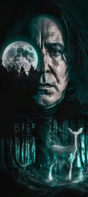 severus snape, patronus, arboles, bosque y luna, pelicula, harry potter y el pricionero de azkaban, hechiso, harry potter, luna llena, luna, animal hechiso, Harry Potter y el prisionero de Azkaban, bosque, animal, harry potter pelicula, noche HD phone wallpaper