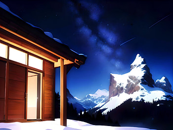 A chalet in the Alps, AI Art, Anime, landscape, anime landscape HD wallpaper