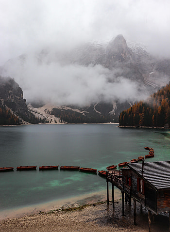 Nature, Mountains, Sea, Building, Coast, Fog HD phone wallpaper