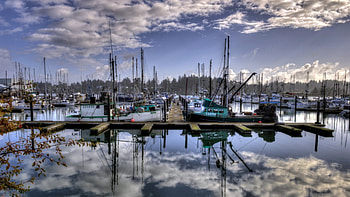 wonderful boat marina r, reflection, boats, clouds, marina, r, docks HD wallpaper