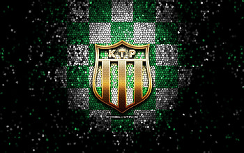 KTP FC, glitter logo, Veikkausliiga, green white checkered background, soccer, finnish football club, KTP FC logo, mosaic art, football, FC KTP HD wallpaper
