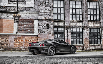 Ferrari 360 Modena, , rear view, exterior, black sports coupe, black 360 Modena, Italian sports cars, Ferrari HD wallpaper