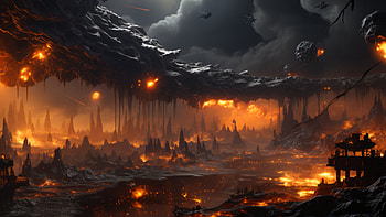 Planet of Chaos, planet, Sci Fi, chaos, fire, smoke HD wallpaper
