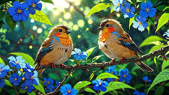 Two Birds, Animal, bird, nature, flower HD wallpaper