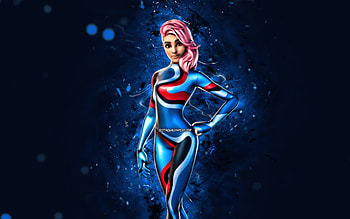 Blue Party MVP, , blue neon lights, Fortnite Battle Royale, Fortnite characters, Blue Party MVP Skin, Fortnite, Blue Party MVP Fortnite HD wallpaper