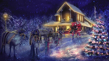 Reindeer, Santa Claus HD wallpaper