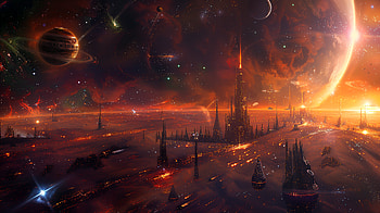 Epic Sci-Fi Cityscape in : A Space Opera Adventure, Sci Fi, space opera, sci fi city, space, planet HD wallpaper