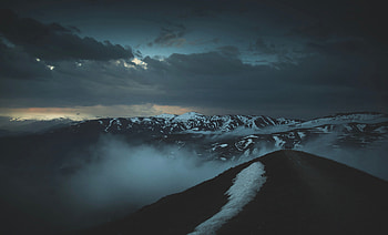 Nature, Mountains, Twilight, Clouds, Vertex, Fog, Dusk, Height, Tops HD wallpaper