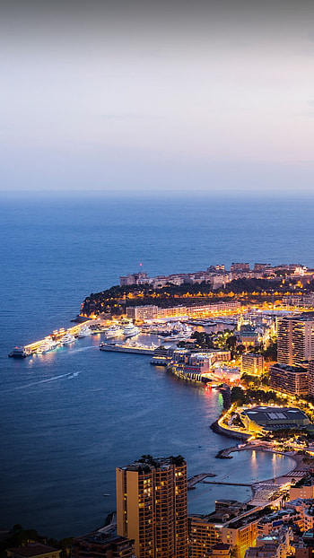 Monaco harbour at twilight, Monte Carlo, , Windows 10 spotlight HD phone wallpaper