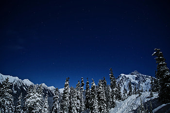 Blue sky, winter, night, nature HD wallpaper