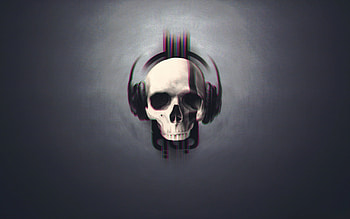 Skull, glitch art, minimal, head, music HD wallpaper