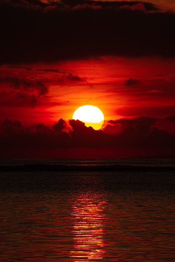 Nature, Sunset, Sea, Sun, Twilight, Clouds, Dusk HD phone wallpaper