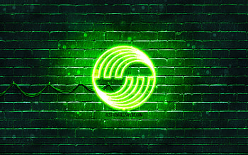 Airbus green logo, , green brickwall, Airbus logo, brands, Airbus neon logo, Airbus HD wallpaper